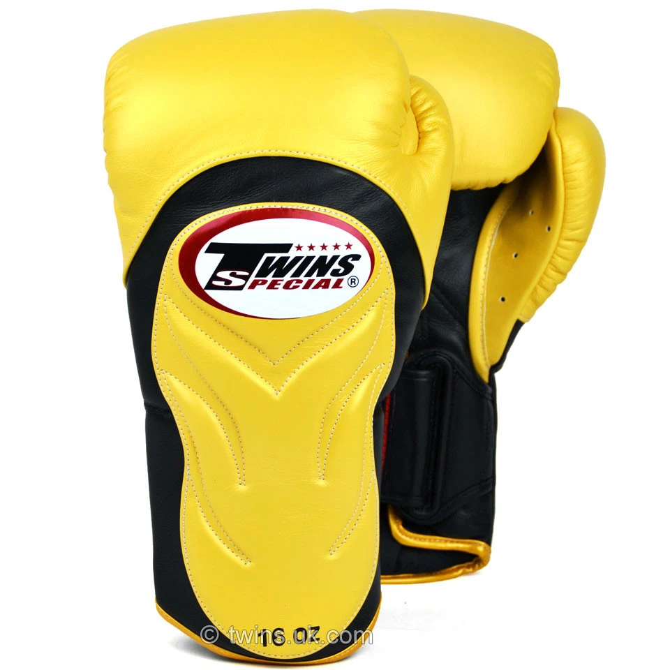Yellow Special Extended cuff Professional Boxing gloves kick boxing muay thai genuine leather boxing gloves