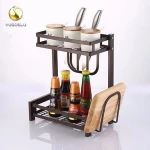 YUGOSLU 2 Tiers Spice Rack Kitchen Countertop Spice Stand Holder Jars Storage Organizer Shelf Rack