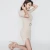 Import ZH0963E Latest arrival blue knitted short sleeve women office dress sexy split wrap career dress from China