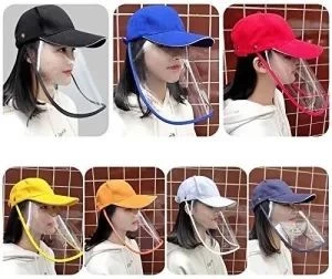 Cotton Hat with Removable New Anti Windproof Sand Breathable Hats Transparent Multicolor UV-Proof Baseball Cap with Clear PVC Guard Cover