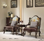 Solid Wood Armchair Carved Classic Fabric Accent Chair