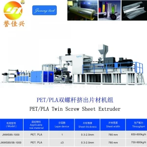JNWS85-1000 Double Screw Plastic PET/PLA Sheet Extruding Machine Extruder Production Line