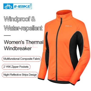 INBIKE Womens Winter Windbreaker Thermal Fleece Lined Reflective MTB Road Bicycle Cycling Jacket WJ802
