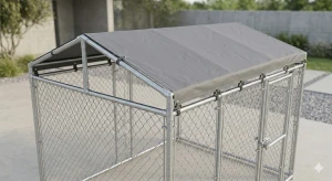 Premium Outdoor Walk-In Dog Kennel with Galvanized Steel Frame & Waterproof Roof Cover | Heavy Duty Chain Link Pet Encl