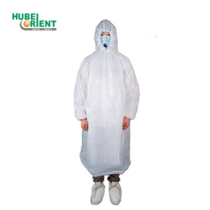 Disposable Adult Size Hooded PE Plastic Raincoat/Poncho/Rainwear