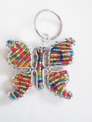 Wire Beaded Butterfly Key rings