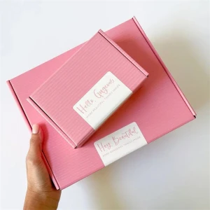 OEM Factory Direct Custom Logo Pink Color Cosmetic Corrugated Shipping Paper Box Packaging