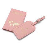 New combination business passport holder with travel luggage tag hotel promotional gift customizable badges travel kit