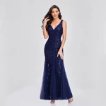 Women's Elegant A-Line Evening Dress with Graceful Flared Sleeves Embroidery Light Organza Floral Lace Bridesmaid Weddi