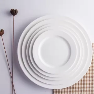 Hotel Restaurant Tableware Set Pure White Bone China Flat Dish round Plate Western Steak Light Elegant Fine Dining Buff