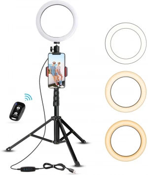 10-level brightness with 3 modes settings beautify refining fill-in selfie ring light