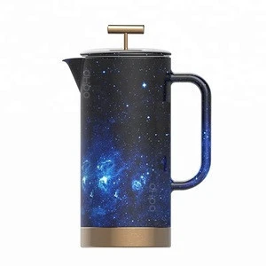 1000ml Lead & Cadmium-free starry sky porcelain/ceramic french coffee press with gold base and filter