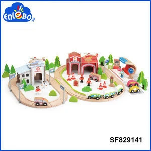 100pcs big size wood railway play set city series slot game toy SF829141
