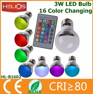 110v 220v 3w 16 color rgb led bulb with ir remote