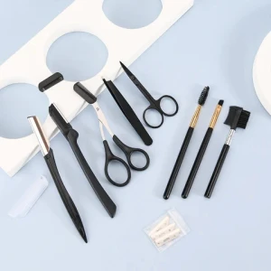 12 Pcs Eyebrow Grooming Kit Razor ScissorsTweezer Brush Kit Women Eyebrow Trimmer Set  for Eyebrow Grooming