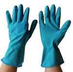 12" BLUE NATURAL LATEX GLOVE, WITH FLOCK LINED TEXTURED ON PALM AND FINGERS  (GS-3581AB)