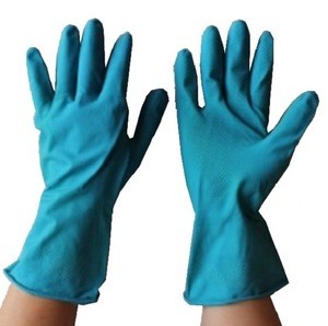 12&quot; BLUE NATURAL LATEX GLOVE, WITH FLOCK LINED TEXTURED ON PALM AND FINGERS  (GS-3581AB)