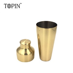18 Ounce French style  Stainless Steel 304  gold plating Barware Cocktail Shaker set for Drinks Bar Home Use