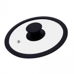 18cm Cookware Tempered Glass Flat Pot Lid with Silicone Rim