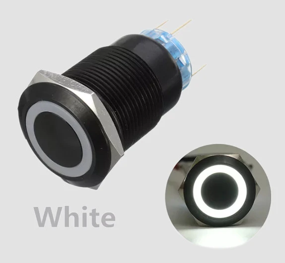 19mm 12V 5 pin led light metal push button momentary switch push button switch ring