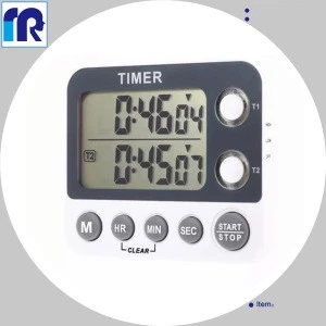 2 Channels Timer With Stopwatch, Silent timer with light alarm