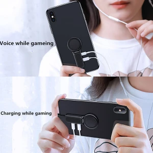 2 In 1 Mobile Phone Charging Headset Splitter Game Mobile Cell Phone Ring Holder Stand Adapter