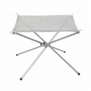 2 Size Portable Folding Collapsible Stainless Steel Mesh Yarn Sheet Fire Pit Firewood Charcoal Burning Wood Stand Rack Frame BBQ