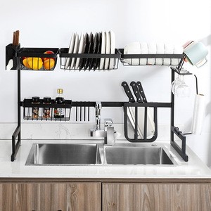 2 Tier Metal Dish Drying Storage Organizer Shelf Rack Basket Over Sink For Kitchen Utensils