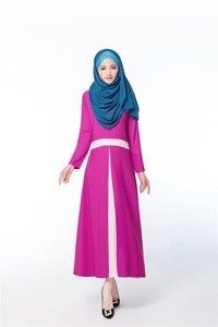 2017 Latest Fashion Women Muslim Hijab Two Tone Kaftan Abaya Long Dress