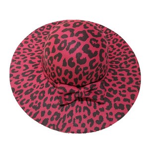 2018 fashion big brim wide eaves dome leopard pattern imitation felt women formal hats