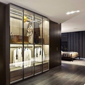 Buy 2018 New Modern Luxury Led Light Bedroom Furniture Glass Open Doors ...
