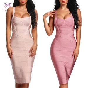 2019 Cross Over Front Slit Evening party women bodycon Bandage dress