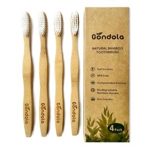 2019 Eco friendly  OEM 4 pack organic bamboo toothbrush