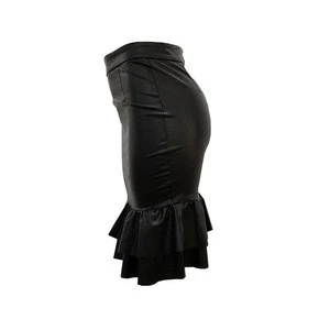 2019 new stylish leather slim fishtail skirt