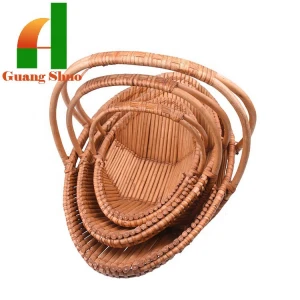 2020 handmade wicker woven storage basket with handle/ Custom Size high quality  wicker picnic basket set