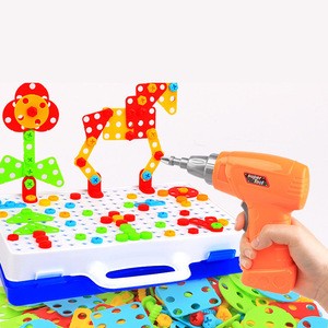 2020 Hot Sale 151Pcs Craft Diy Educational Toy Kids Electric Drill Plastic Building Blocks Assembly Toys Children Gift