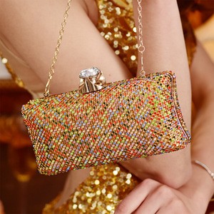 2020 New Arrival Golden Women Rhinestone Evening Bag Crystal Clutch For Party Wedding
