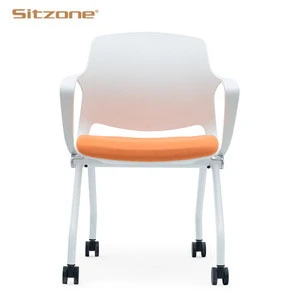 2020 New Design School Tilt Foldable Visitor Training Chair With Wheels