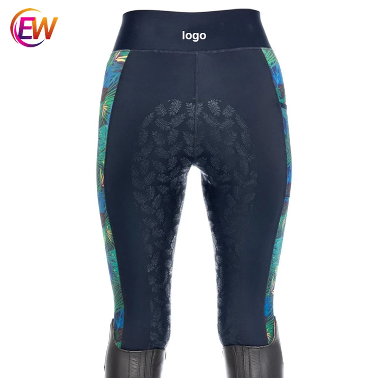 2021 EW Sublimation Horse Riding Pants Women Silicon Printed Pants Equestrian Performance Tights Breeches