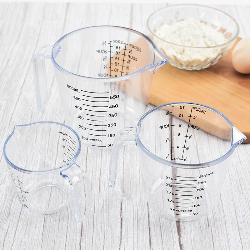 2021 Hot Sale Transparent Plastic 3-Piece Measuring Cup Set of BPA-free Stackable Clear Heat-resistant Kitchen Jigger