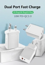 2021 New Arrivals 18w PD QC 3.0 Fast Charging USB-C Power Adapter Charger Mobile Phone Accessories For Apple iPhone 12 Oppo