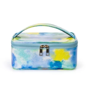 2021 new arrivals travel make up bag custom luxury artist PU leather abstract full print cosmetic bag