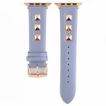 2021 New Style 3 Rivets Genuine Leather Watch Strap for Apple Watch,Replacement Smart Strap for iWatch 38mm 42mm