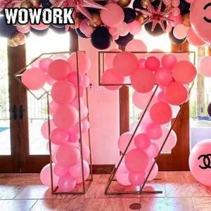 2021 WOWORK fushun outdoor giant 4ft metal frames 3d wire balloon letter numbers for party planner