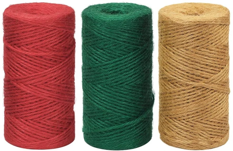 2mm 100m natural jute string rolls  gift packing jute twine 3ply multi color