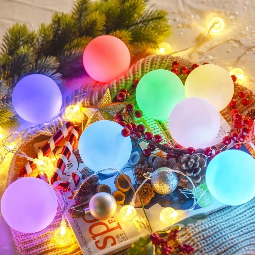 3-inch Ball Light RGB Waterproof IP65 Rechargeable Battery Powered Small Decor Lights for Pool, Christmas, Event