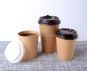 3/4/7/8/9/12/16/22oz Customized Logo PLA Eco-friendly 18 PE coated tea Paper cup wholesale disposable coffee paper cups with Lid