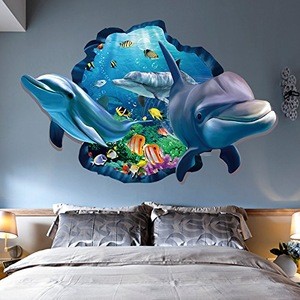3D Dolphin Wall Art Sticker Removable Wall Decal for Home Decoration