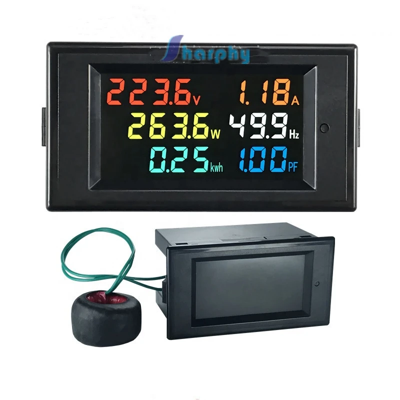 6IN1 AC monitor 100A Voltage Current Power Factor Active KWH Electric energy Frequency meter Digital LCD