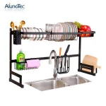 85cm Drying Dryer Holder Metal Stand Plate Shelf Rack Two Tiers Dish Drainer Kitchen Storage